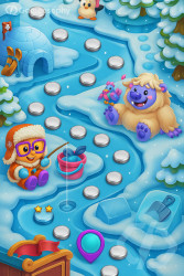 Cartoon Game Level Map Ice