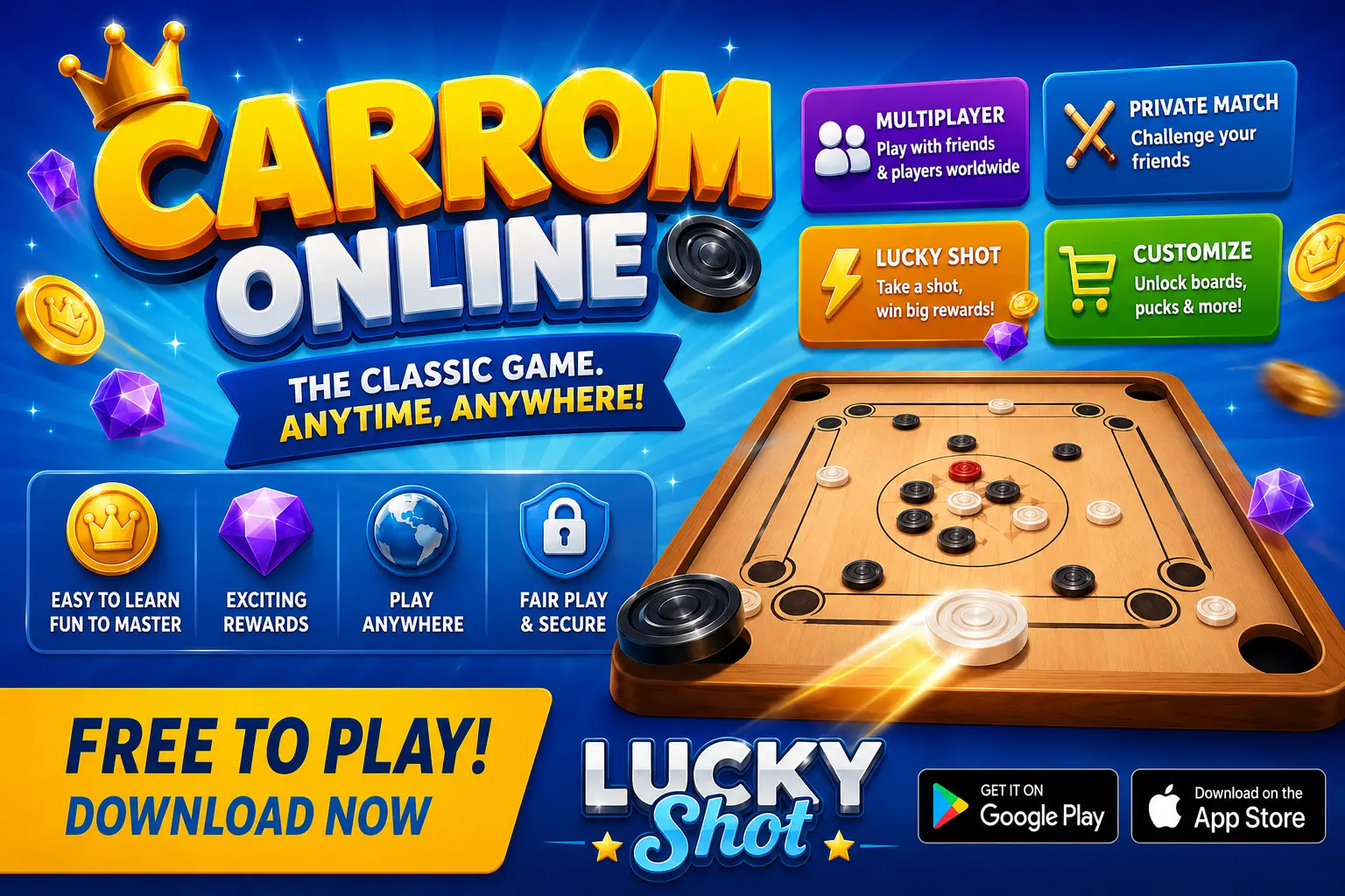 Carrom Online – (Unity Game+Admob+iOS+Android)