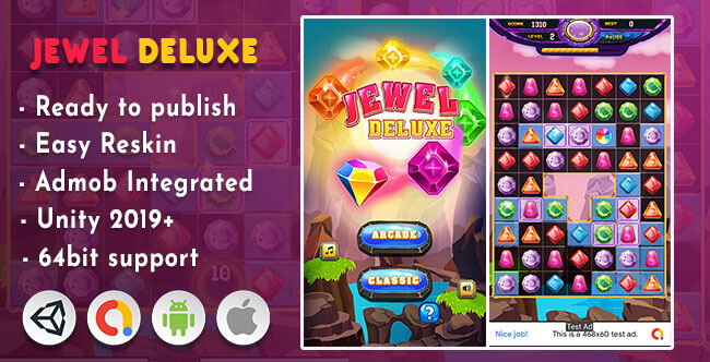 Jewel Deluxe – Unity Project with admob